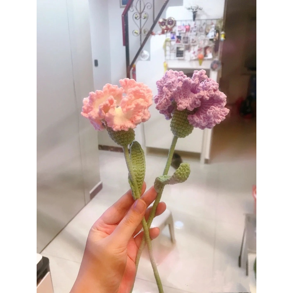 Hoa cẩm chướng handmade bằng len làm quà tặng hoặc trang trí| Hoa len| Hoa handmade tặng bạn gái