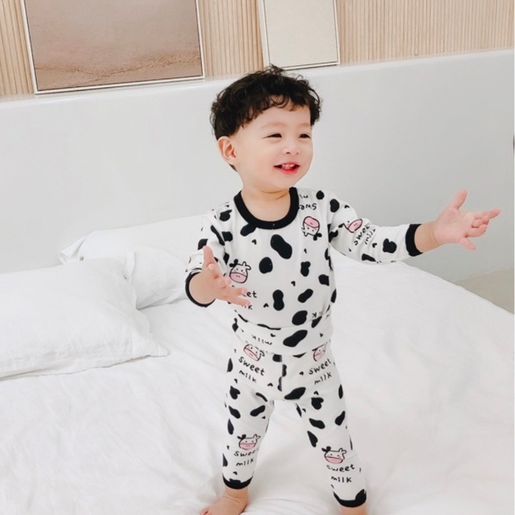 Bộ Thu Đông Dài Tay Cho Bé 💖 Bộ Cotton Dài Tay Minky Mom Cho Bé Trai Bé Gái Với Họa Tiết Siêu Dễ Thương