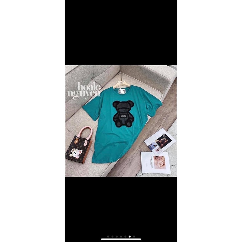Áo phông XANH thêu gấu đen nổi (kèm ảnh thật,video) | BigBuy360 - bigbuy360.vn
