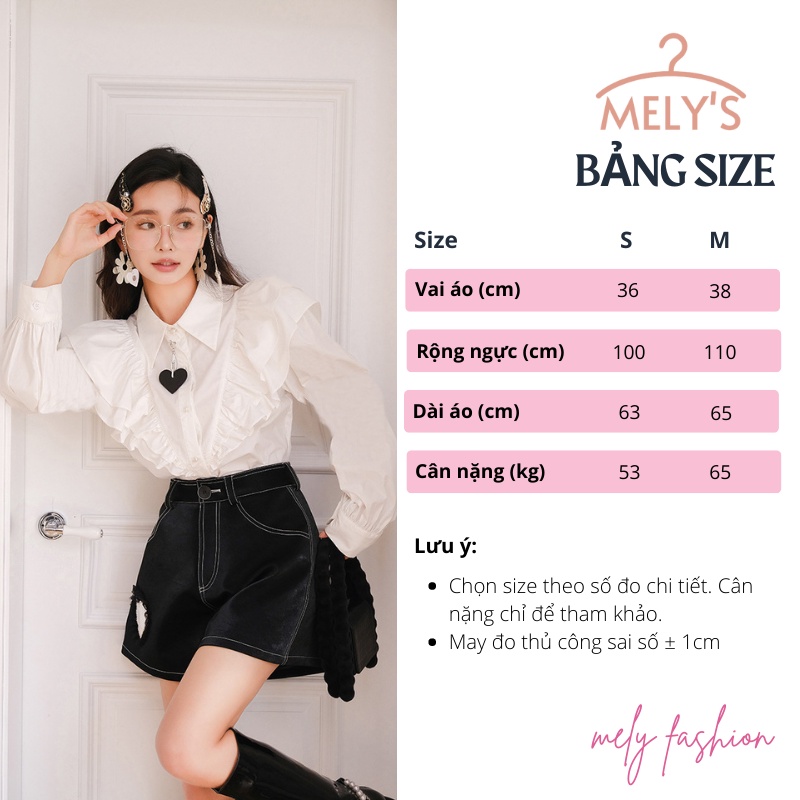 Áo sơ mi trắng nữ cổ bèo 2 tầng kiểu tay bồng tiểu thư form rộng vải thô mềm nút ngọc đi chơi đi làm trẻ trung ASM05