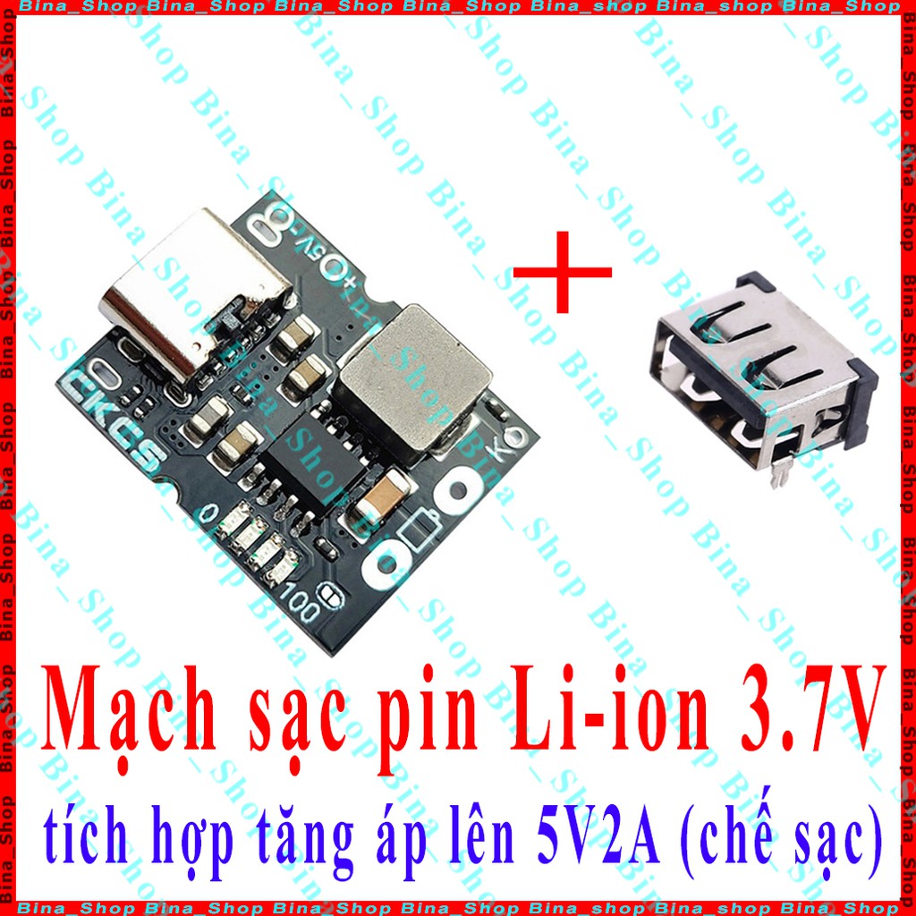 Mạch sạc pin 18650 3.7V tích hợp tăng áp lên 5V 2A chế sạc dự phòng