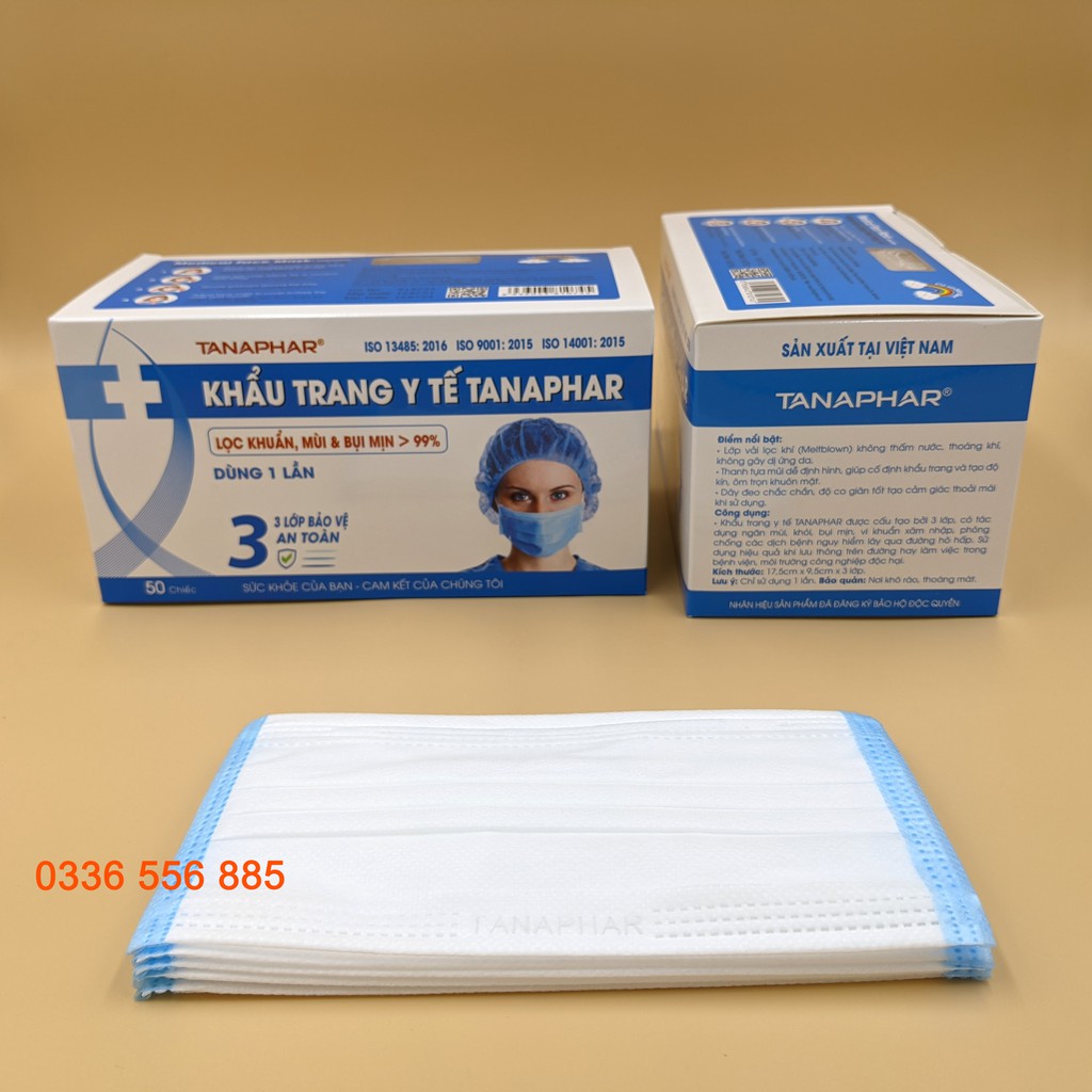 Khẩu trang y tế Tanaphar 3 lớp - Hộp 50 chiếc | BigBuy360 - bigbuy360.vn