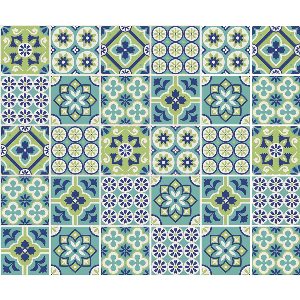 Decal Gạch Bông C50 - Set 30 Ô 20x20cm - Decal Dán tường, Dán bếp, Trang trí nhà cửa - Viet Decor