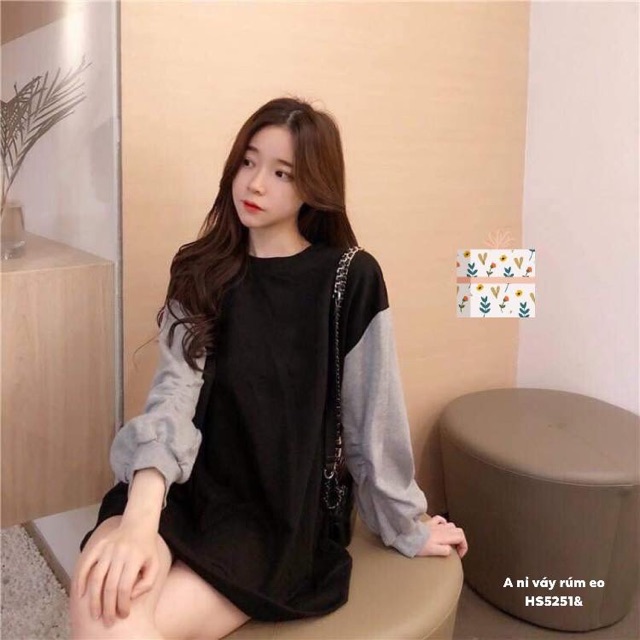 Áo nỉ váy rúm tay - HS
