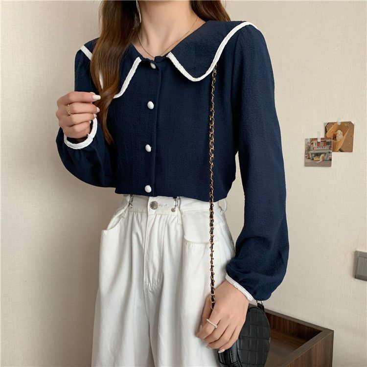 Áo Voan Tay Phồng Cổ Búp Bê Hàn Quốc JL-TX-525