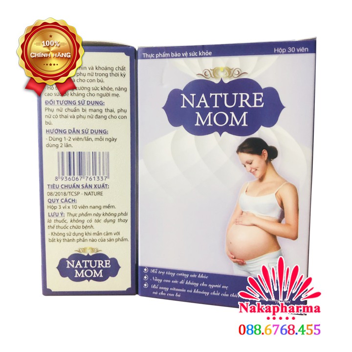 Viên uống Nature Mom – Bổ sung vitamin và khoáng chất, tăng cường sức đề kháng cho người mẹ, bà bầu mang thai cho con bú