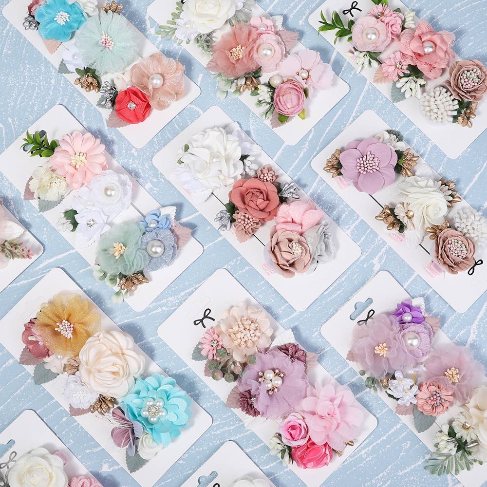 Bộ 3 Kẹp tóc KIDSBOWS hình bông hoa đính ngọc trai giả thời trang và bắt mắt