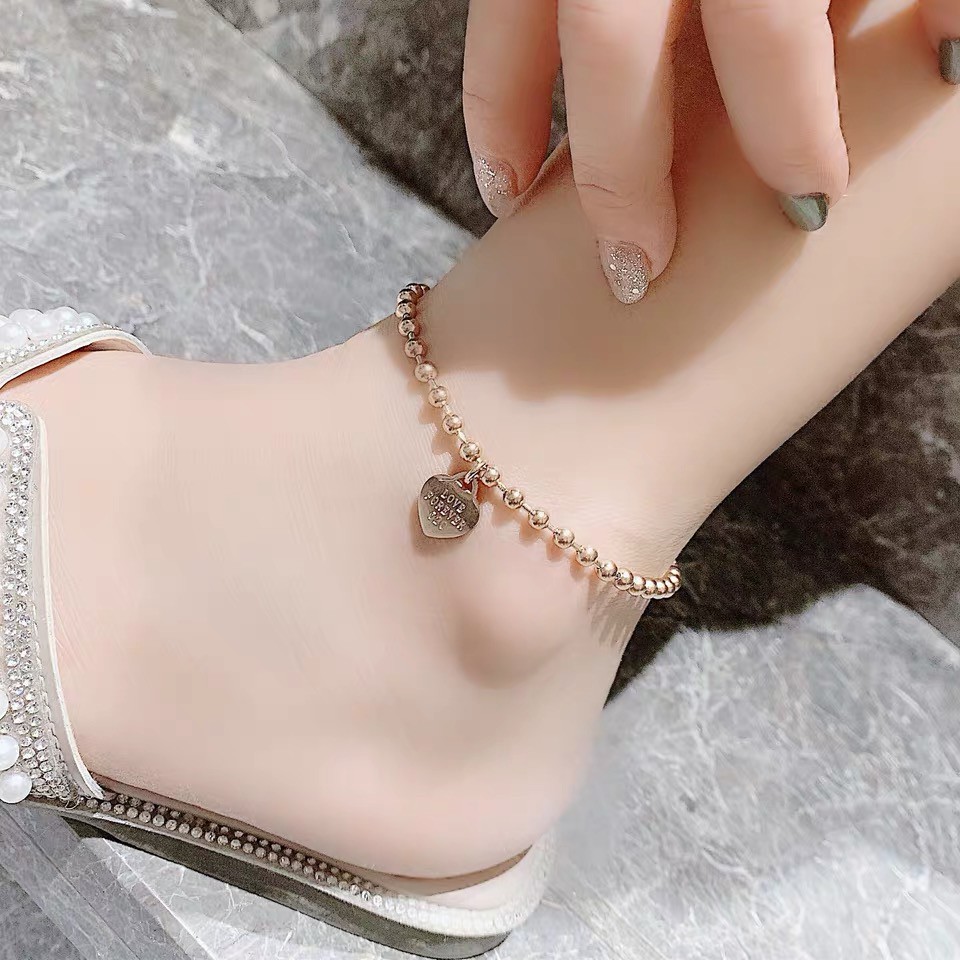 Lắc chân mạ vàng hồng 18K thiết kế đơn giản