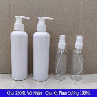 Chai 250ml vòi nhấn - chai xịt phun sương 100ml