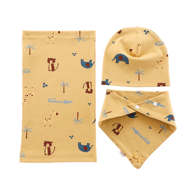 Set 3 Món Nón Khăn Choàng Cổ Và Yếm Ăn Bằng Vải Cotton Thời Trang Thu Đông Dành Cho Trẻ Sơ Sinh