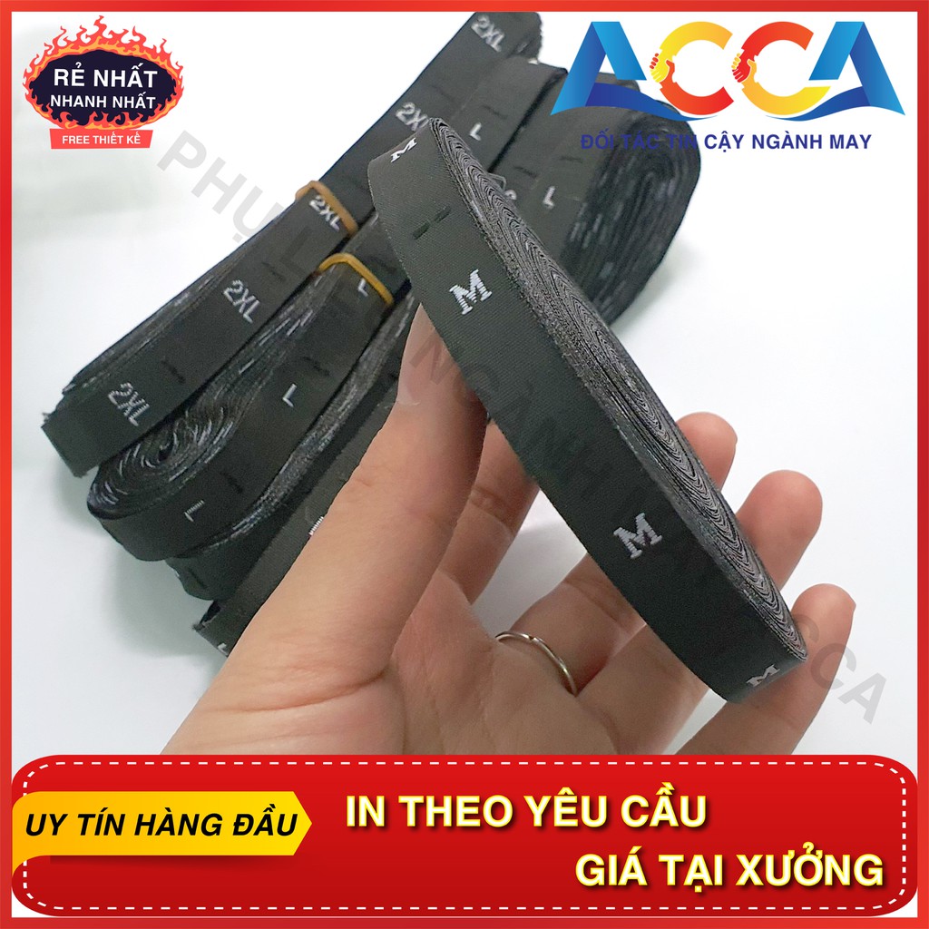 [RẺ VÔ ĐỊCH] 1000 CÁI MÁC SIZE DỆT GẮN QUẦN ÁO _ IN MÁC DỆT GẮN CỔ ÁO,SƯỜN ÁO THEO YÊU CẦU_ XƯỞNG IN NHÃN MÁC ACCA