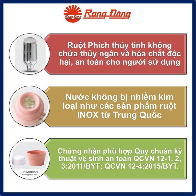 Phích Nước Cầm Tay, mini, Rạng Đông 450ml Giữ Nhiệt 24 giờ