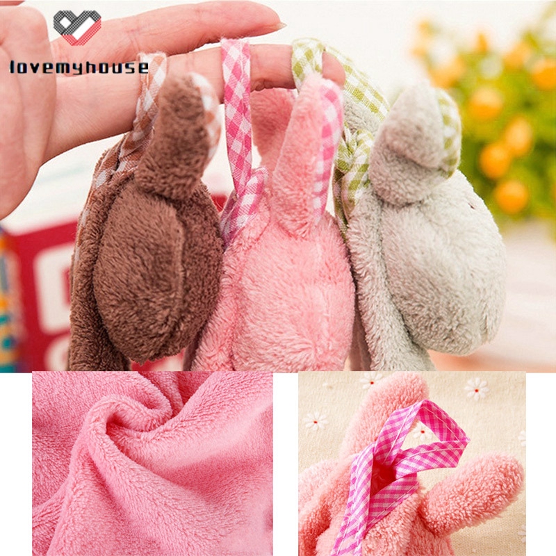 ☁ி☁ Cute Bunny Coral Fleece Hand Towel Kitchen Hanger Washcloth Fashion Lovely 