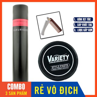 Sáp vuốt tóc variety & gôm xịt tóc luxurious - tặng lược gấp gọn