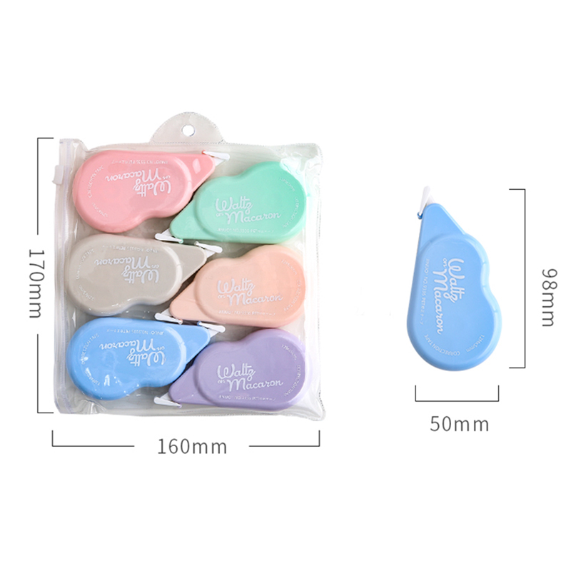 Set 6 bút xóa kéo cỡ lớn màu trơn tiện dụng