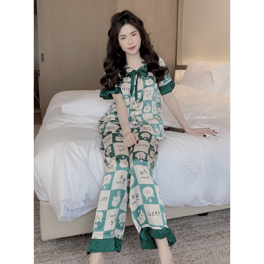 Bộ Đồ Pijama Tiểu Thư Vải Lụa, Bộ Ngủ Cộc Tay Quần Dài chất vải mềm mịn, thoáng mát - 𝑴𝑰𝑵𝑺𝑯𝑶𝑷 | BigBuy360 - bigbuy360.vn