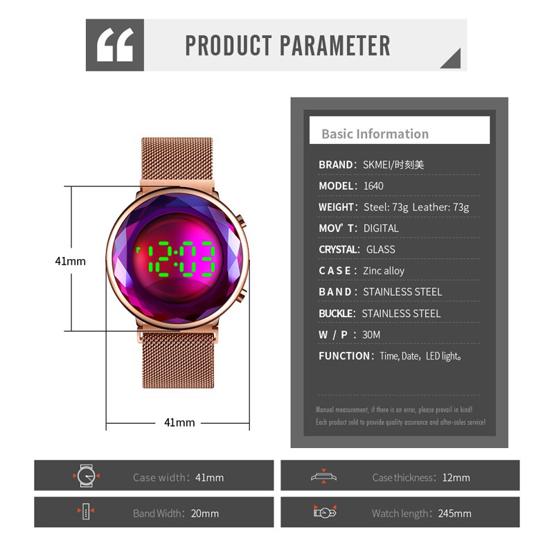 Đồng Hồ Có Đèn LED SKMEI Kiểu Dáng Thời Trang Cho Nữ