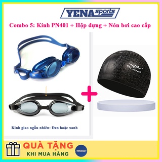 Combo Kính nón bơi trẻ em và người lớn chống nước chống mờ chống UV Tặng kèm bao đựng
