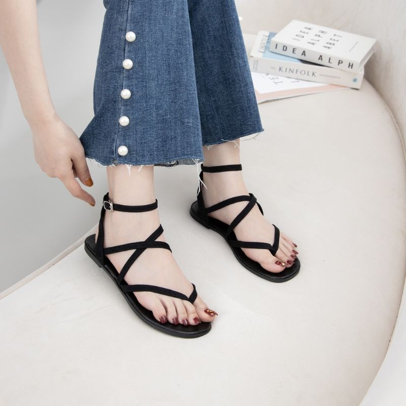 Giày sandal,giày chiến binh,giày đế bằng,chất da lộn,dây đan chéo xỏ ngón,đủ size từ 32 đến 44 BIGSIZE