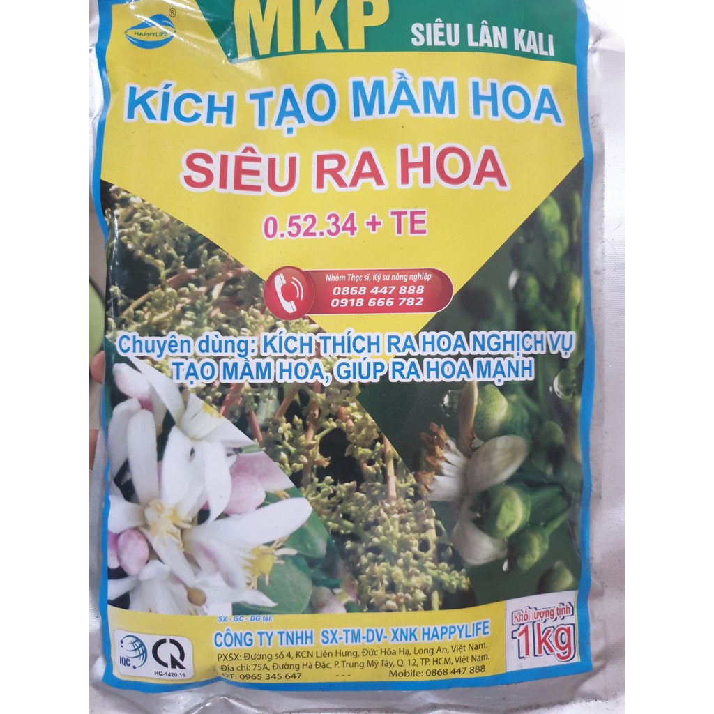 Phân Bón lá tạo mầm hoa MKP 0-52-34 1KG - Siêu lân kali kích thích ra hoa nghịch vụ