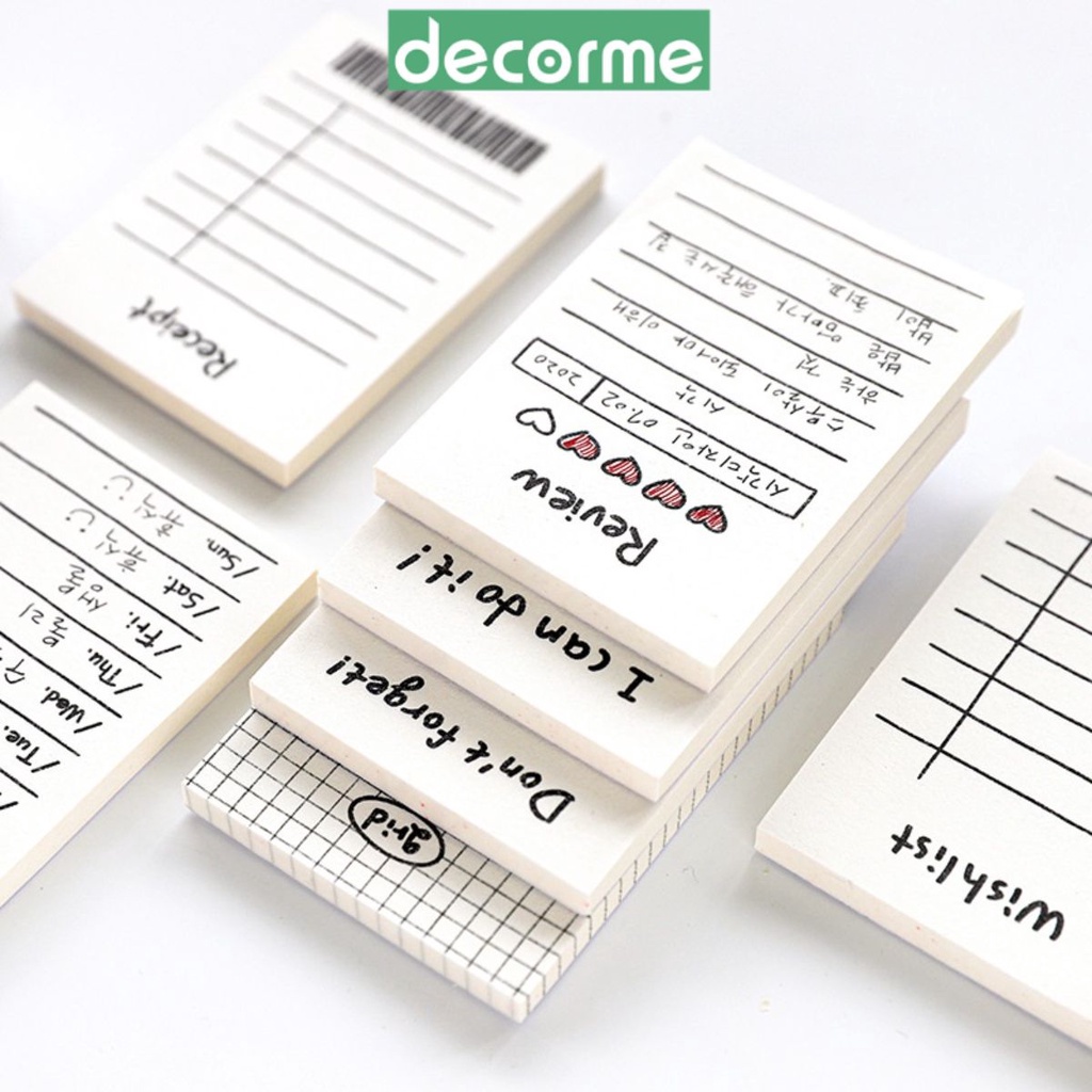 Giấy note basic 50 trang DecorMe ghi chú kiểu dáng đơn giản phụ kiện văn phòng phẩm STKTH