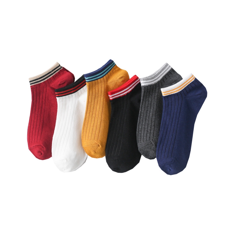 Vớ vải cotton cổ thấp chống trượt họa tiết kẻ hai sọc dành cho học sinh