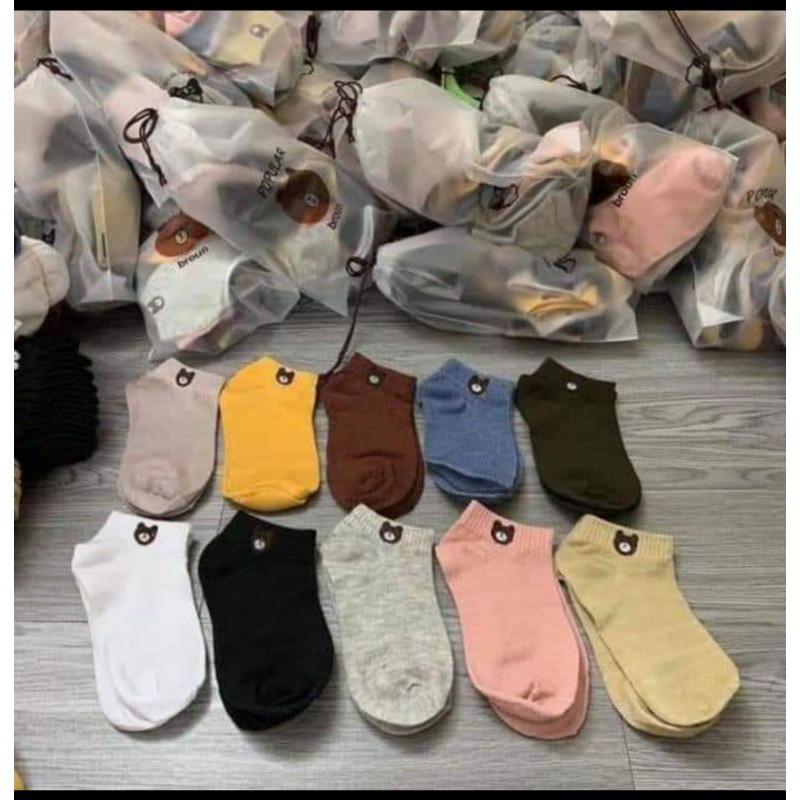 Tất Gấu Brown Trẻ Em 🍀 Set 10 Đôi Tất Gấu Mềm Mịn Cho Các Bé 1T - 12T