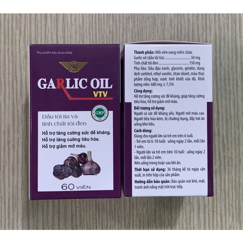 Dầu Tỏi Tía GARLIC OIL + tinh chất Tỏi Đen Kingphar ( hộp 60 viên) - giúp tăng đề kháng,viêm đường hô hấp