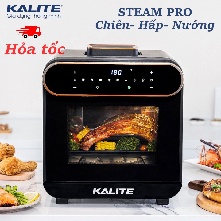 Nồi chiên không dầu kết hợp hấp hơi nước 15L Kalite Steam Pro 1635W cảm ứng điện tử