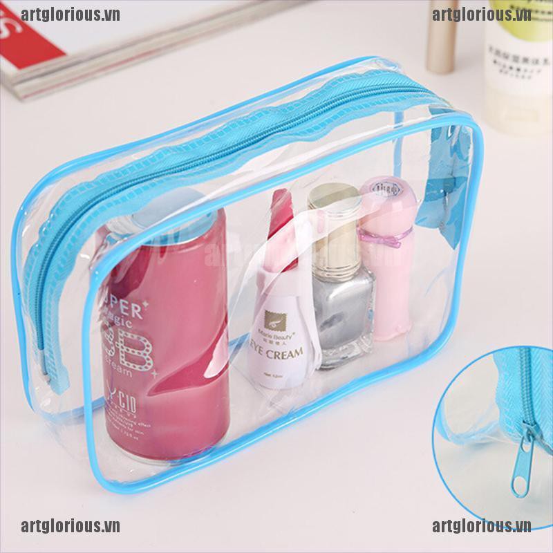 Túi đựng mỹ phẩm đồ dùng vệ sinh cá nhân du lịch bằng nhựa PVC trong suốt có khóa kéo