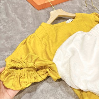 váy li tay bồng cổ tròn