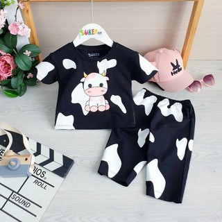 Bộ lửng (bộ ngố) bò sữa thun cotton 100% dành cho bé gái từ 12 kg - 16 kg