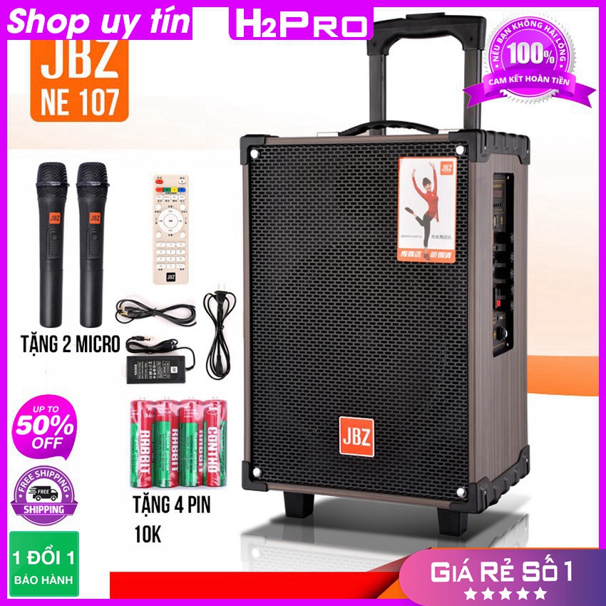 [RẺ VÔ ĐỊCH] Loa kéo karaoke JBZ 107 bass 25 nhỏ gọn, hát hay-loa kẹo kéo giá rẻ ( tặng 2 micro và 4 pin )