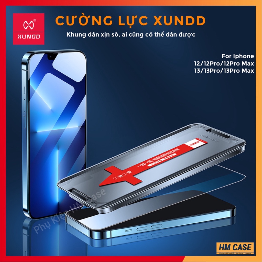 Cường lực XUNDD iPhone 12 / 12 Pro / 12 Pro Max / iPhone 13 / 13 Pro / 13 Pro Max siêu xịn có màng chắn bụi loa