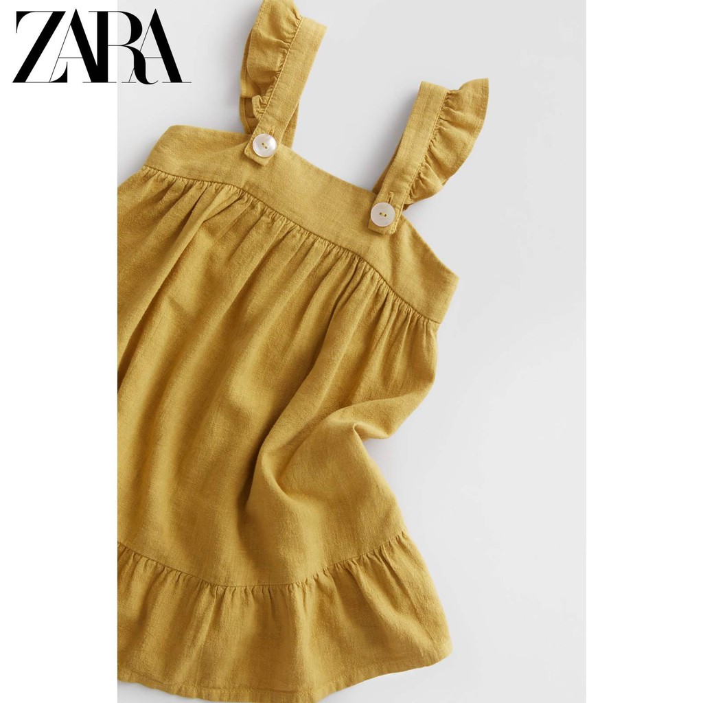 [Maruhouse]VÁY ĐẦM ZARA LINEN TAY CÁNH TIÊN ĐÍNH NÚT 2 VAI CỰC XINH_XUẤT DƯ XỊN CHO BÉ GÁI