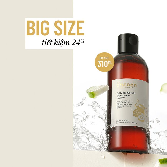 Big Size Gel Bí Đao Rửa Mặt Cocoon Giảm Dầu Mụn 310ml