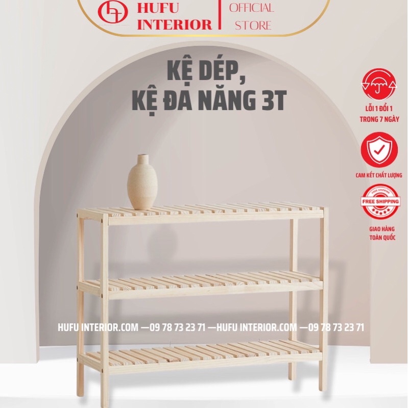 Kệ Giày Dép, Giá Để Giày Gỗ 2 tầng/ 3 tầng- Kệ Gỗ Để Đồ Trang Trí Decor Hàn quốc (80x30x65 cm)