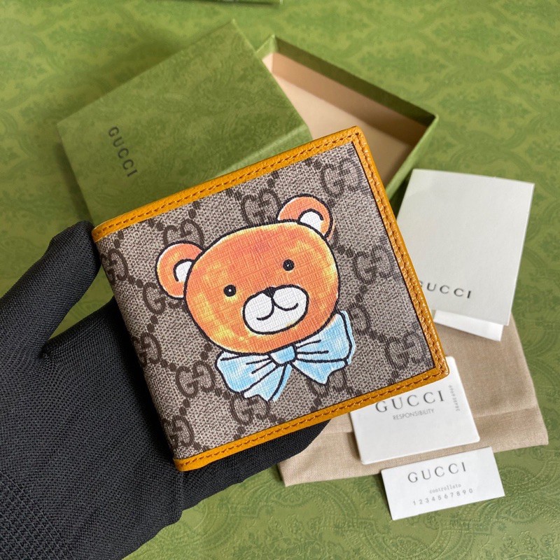 Ví gập vuông cho nam Gucci GC da thật cao cấp bản 2021 gấu kai hàng vip 1-1