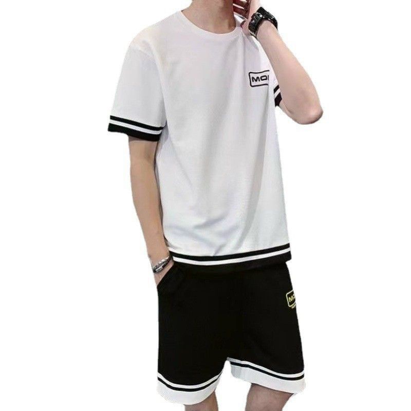 (Siêu giảm giá) Bộ thể thao nam mặc hè,bộ mặc nhà tay lỡ phối viền chất thun mè thoáng mát thời trang teen