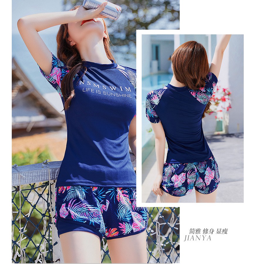 Bộ đồ bơi nữ ngắn tay kiểu Hàn Quốc | BigBuy360 - bigbuy360.vn