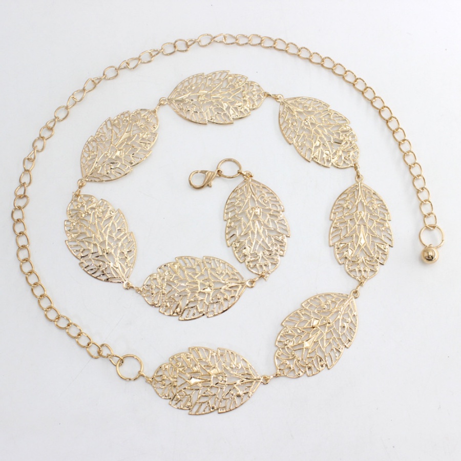 Thắt Lưng Dây Xích Bằng Kim Loại Hình Chiếc Lá Thời Trang Hàn Quốc Cho Nữ