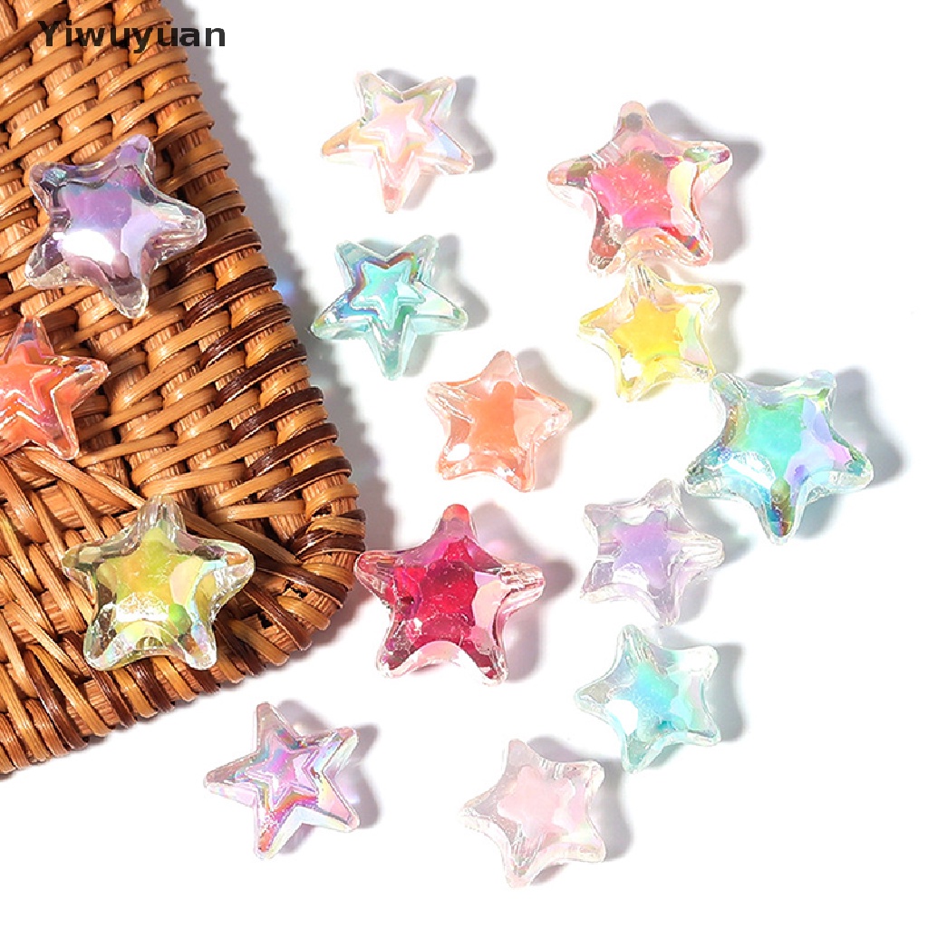 &lt; Yiwuyuan &gt; Set 100 Hạt Xỏ Vòng Tay / Vòng cổ Bằng Acrylic Màu Sắc Kẹo Ngọt Hình Ngôi Sao