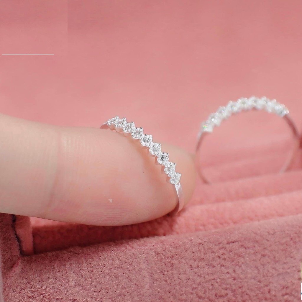 Nhẫn bạc ta đính đá hình thoi tinh tế nhẹ nhàng nữ tính - Kho sỉ bạc Nhất Linh