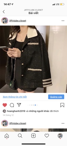 [ORDER] Áo dạ đen viền xích