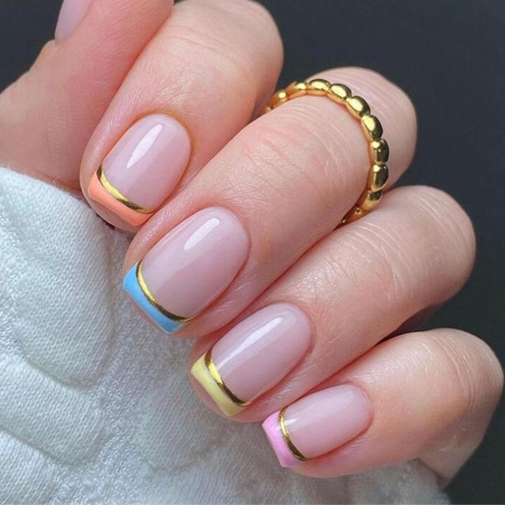 [Hàng mới về] Miếng Dán Trang Trí Móng Tay Họa Tiết Kẻ Sọc 3D Sành Điệu Thời Trang Tự Làm Độc Đáo