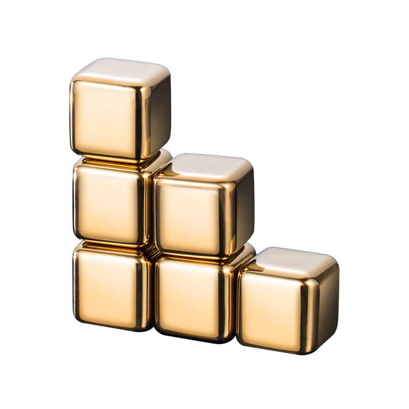 Bộ Đá Viên Bằng Thép Không Gỉ 316 Màu Vàng Dùng Làm Đá Uống Rượu Bia