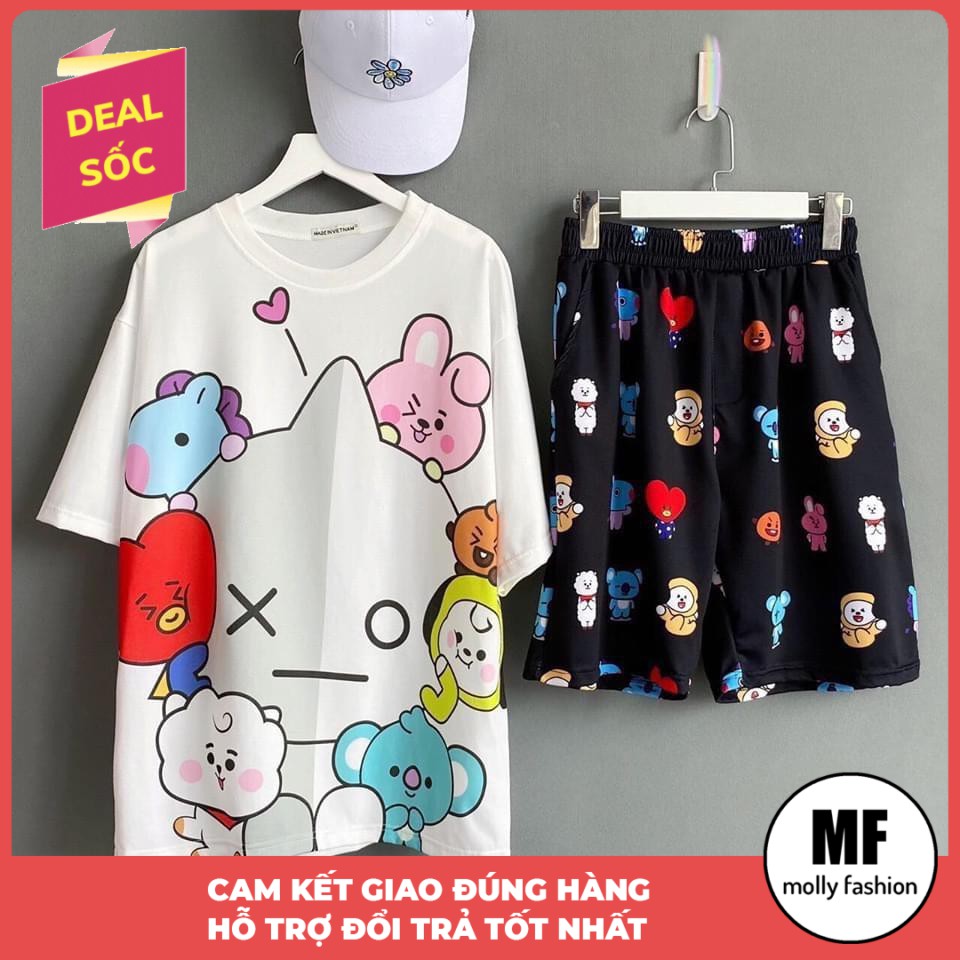 Đồ bộ hoạt hình form rộng Unisex BTS Freesize dành cho nam nữ Molly Fashion