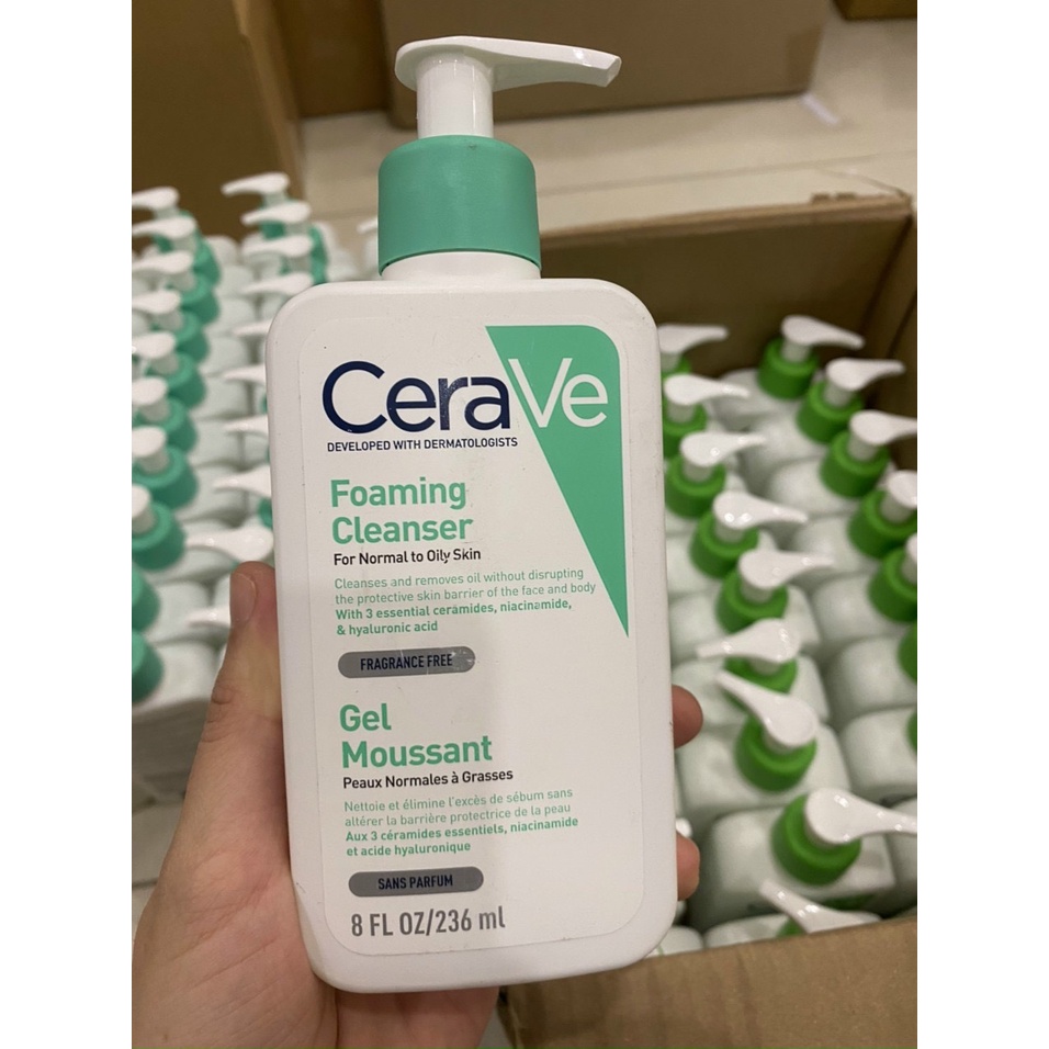 Sữa rửa mặt Cerave Cleanser cho da dầu, da khô, da nhạy cảm 236ml bản nội địa Pháp