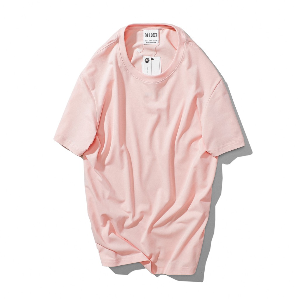 Áo phông nam, áo thun nam cổ tròn trơn DEFOXX vải cotton 4 chiều màu hồng 20903 foxxmen
