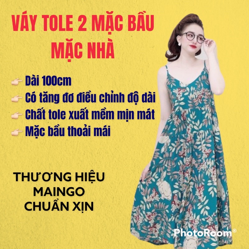 🧸🧸 SET BỘ MAINGO 🧸🧸 Váy bầu - váy lanh tole 2 dây mặc nhà 🧸🧸